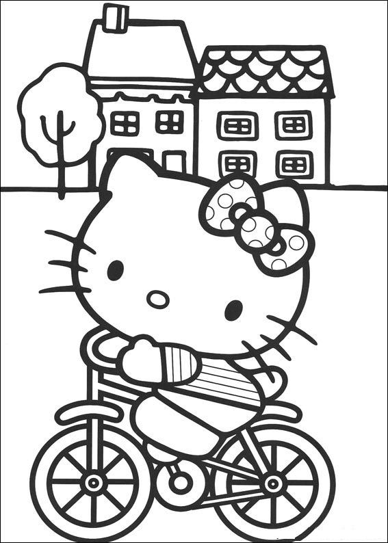 Grote waanidee Invloed Regan Kids-n-fun | Kleurplaat Hello Kitty Kitty op de fiets