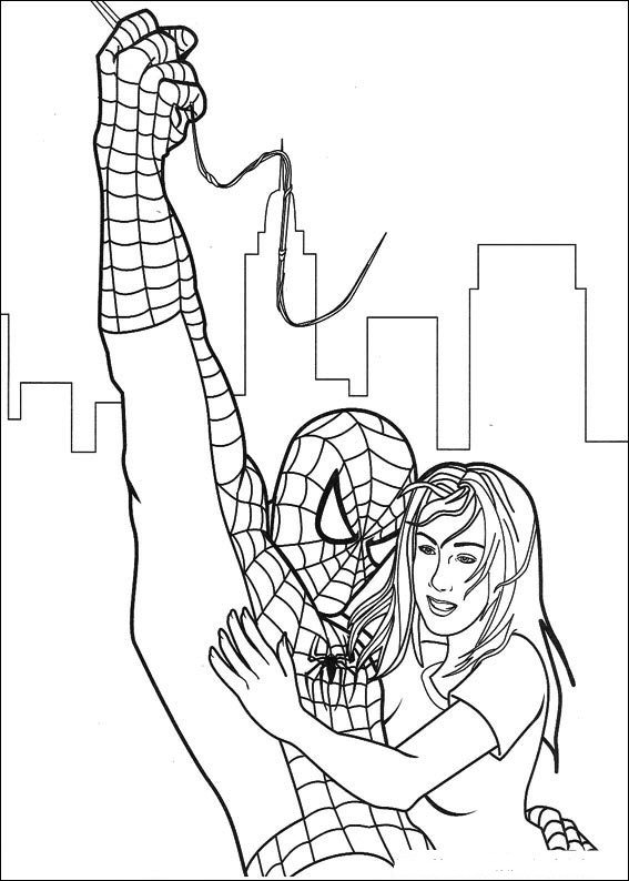 Beraadslagen soep Grijpen Kids-n-fun | Kleurplaat Spiderman Spiderman redt meisje